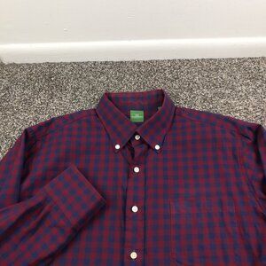Sid Mashburn Shirt Lightweight Flannel L/S Button Red Blue Checked Mens Large